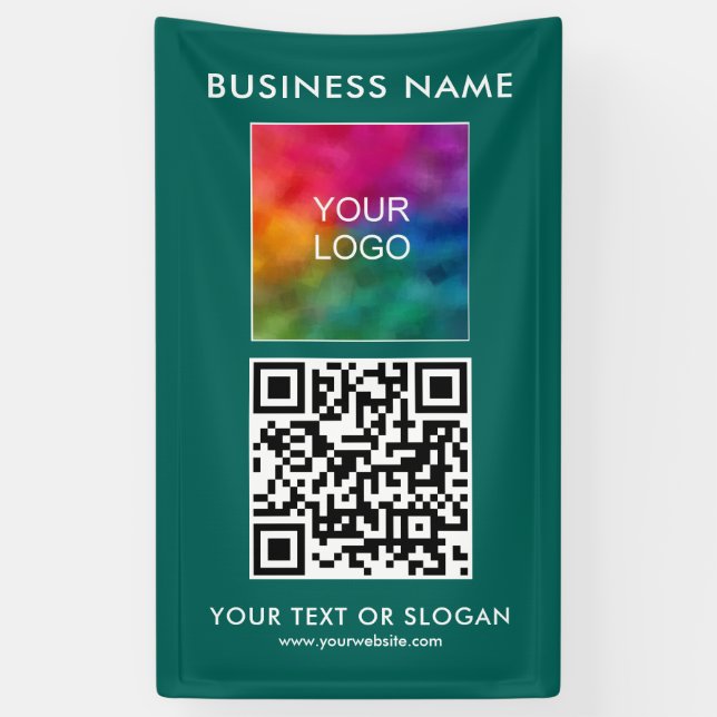Banderoles Logo d'entreprise QR Code ici Modèle vertical meil (Vertical)