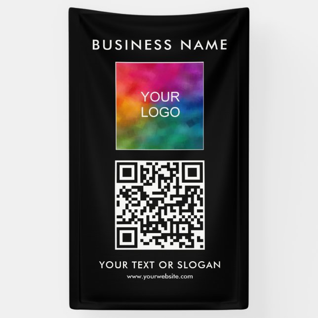 Banderoles Logo d'entreprise QR Code ici Vertical Elegant Mod (Vertical)