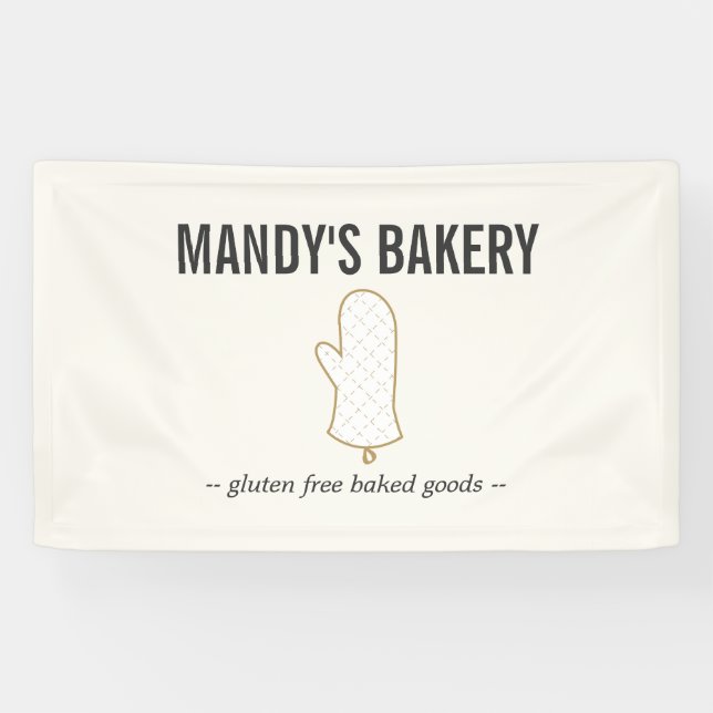 Banderoles Logo d'or Mitt four en ivoire pour boulangerie (Horizontal)
