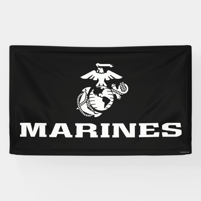 Banderoles Logo empilé USMC - Blanc (Horizontal)