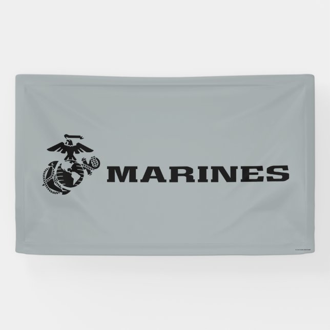 Banderoles Logo en noir empilé USMC (Horizontal)