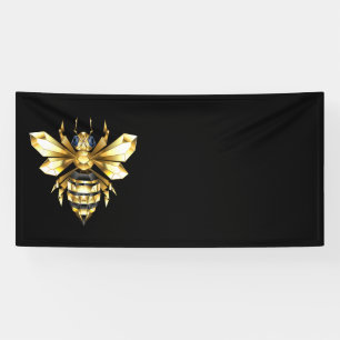 Banderoles Logo Faux Gold Foil Bee Polygonal sur Noir