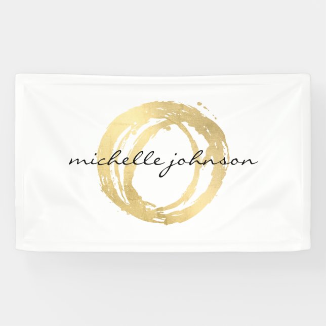 Banderoles Logo Luxe Faux Gold Peint Cercle Designer (Horizontal)