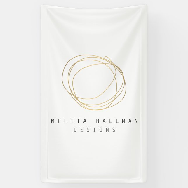 Banderoles Logo minimaliste et moderne Gold Designer Scribble (Vertical)