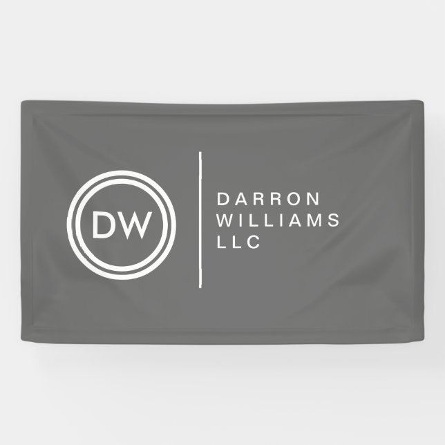 Banderoles Logo Monogramme de vos initiales en gris (Horizontal)