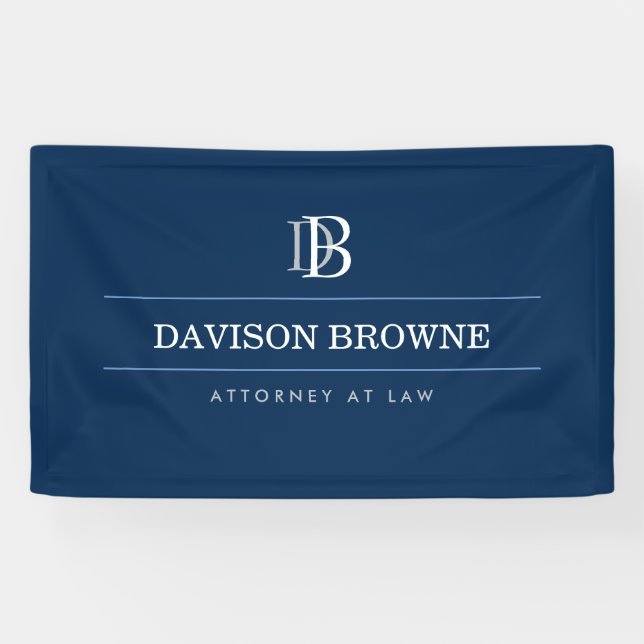 Banderoles Logo Monogramme professionnel bleu (Horizontal)