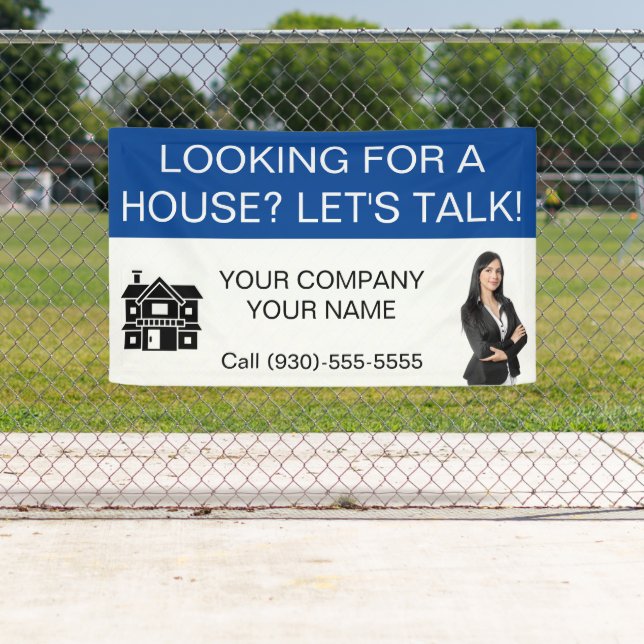 Banderoles Logo personnalisé Blue Realtor Immobilier Marketin (En situation)