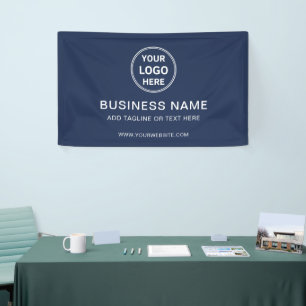 Banderoles Logo Personnalisé Moderne Marine Blue Business Bra