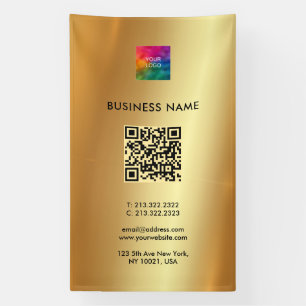 Banderoles Logo QR Code Gold Outdoor Vertical Promotionnels