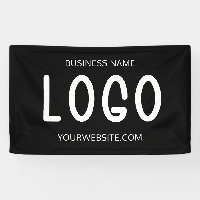 Banderoles Logo rectangulaire grand format noir et blanc chic (Horizontal)