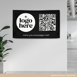 Banderoles Logo simple Black Business Code QR