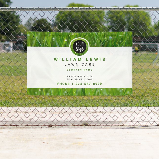 Banderoles Logo simple pour entreprise d'entretien de pelouse (En situation)