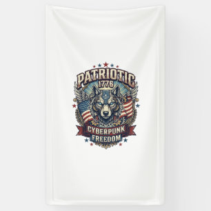 Banderoles Loup cyberpunk de la liberté de l'IA patriotique F