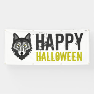 Banderoles Loup Gris, Bonne Halloween