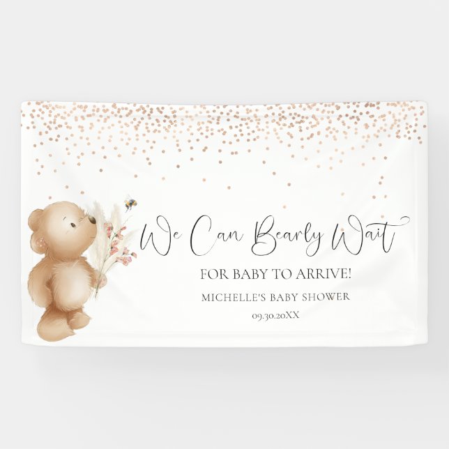 Banderoles L'ours et l'abeille | Nous Pouvons Attendre ! Baby (Horizontal)