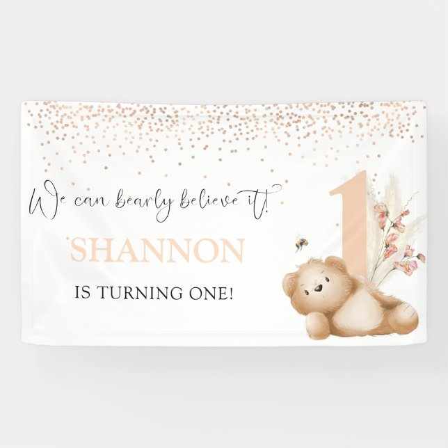 Banderoles L'ours et l'abeille premier anniversaire (Horizontal)