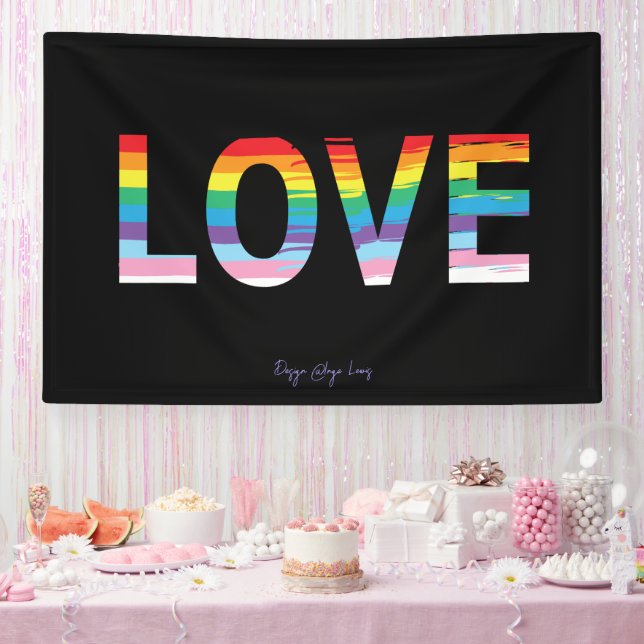 Banderoles LOVE LGBTQIA Rainbow Flag, lettre de fierté (Fête)