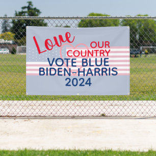 Banderoles Love Our Country Vote Blue Biden-Harris 2024