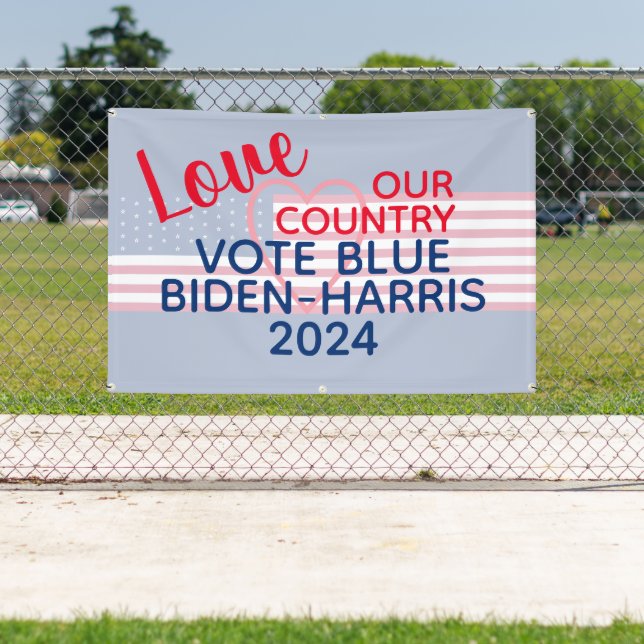 Banderoles Love Our Country Vote Blue Biden-Harris 2024 (Insitu)