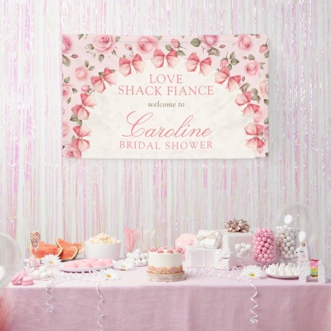 Banderoles Love Shack Fiance Floral Fête des mariées Bienvenu (Fête)