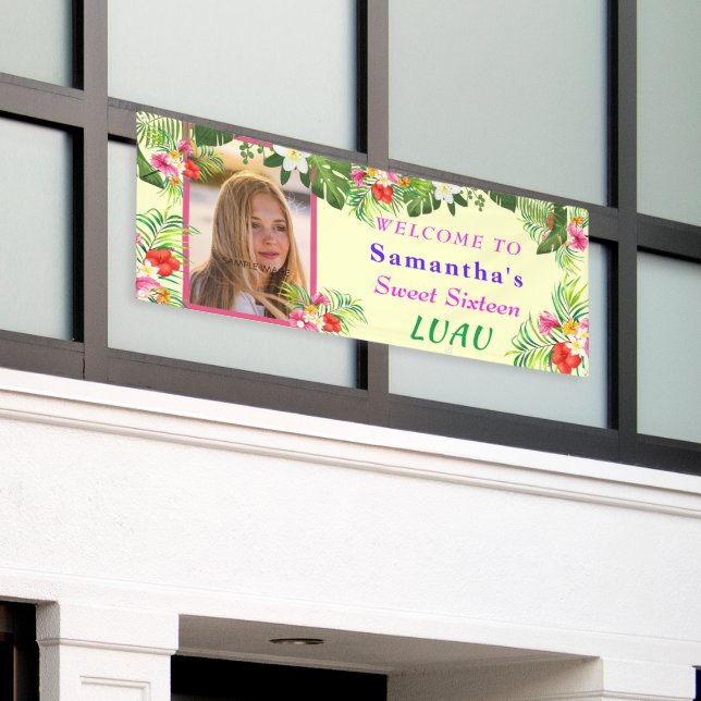 Banderoles Luau pour un doux seizième anniversaire, Hibiscus  (Bâtiment extérieur)