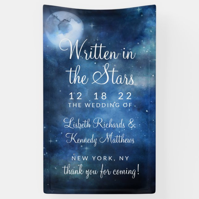 Banderoles Lunar Sky Pleine lune Celestial Star Mariage Bienv (Vertical)