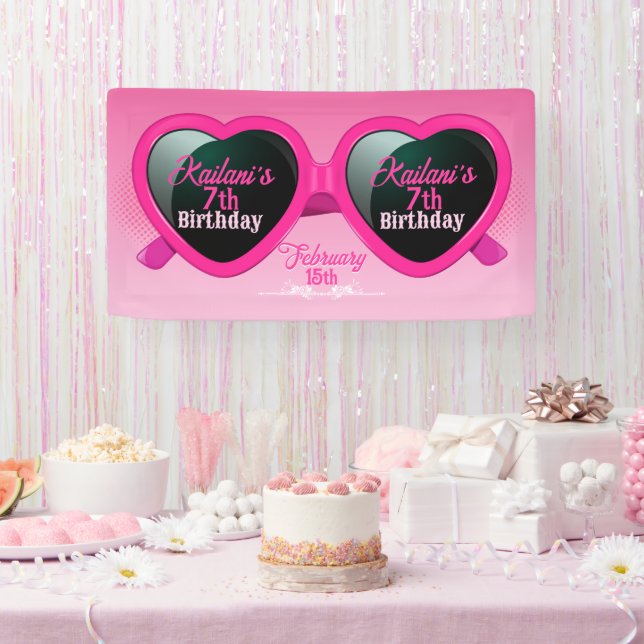 Banderoles Lunettes de soleil Coeur Rose chaud Anniversaire (Fête)