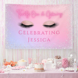 Banderoles Luxe Rose Twenty One & Brillant 21e Anniversaire