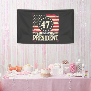 Banderoles Madame la Présidente Drapeau américain 47 harris W