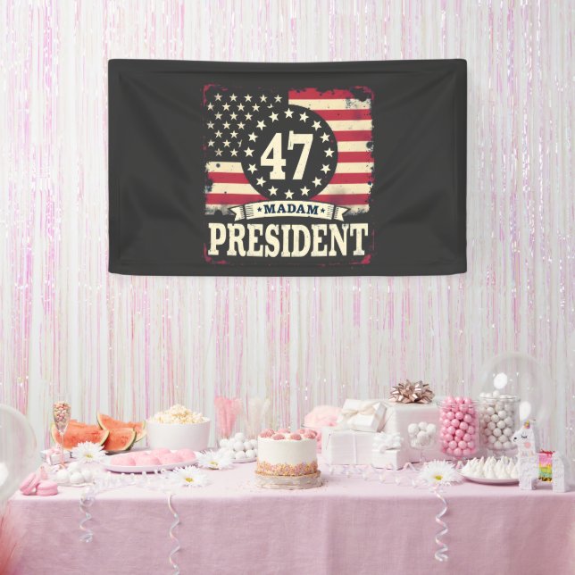 Banderoles Madame la Présidente Drapeau américain 47 harris W (Fête)