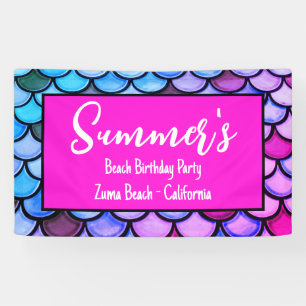 Banderoles Magenta Purple Blue Mermaid Scales Plage Anniversa