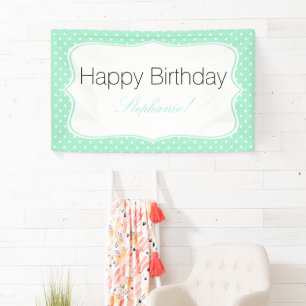 Banderoles Magic Mint et White Polka Dot Anniversaire