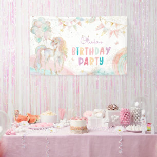 Banderoles Magic Pastel Unicorn Rainbow Birthday Party