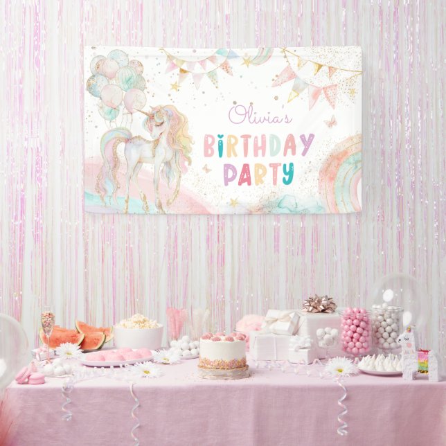 Banderoles Magic Pastel Unicorn Rainbow Birthday Party (Fête)