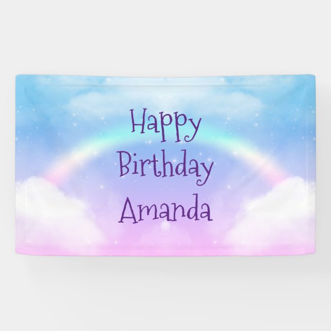 Banderoles Magique Pastel Nuds et un Rainbow Birthday (Horizontal)