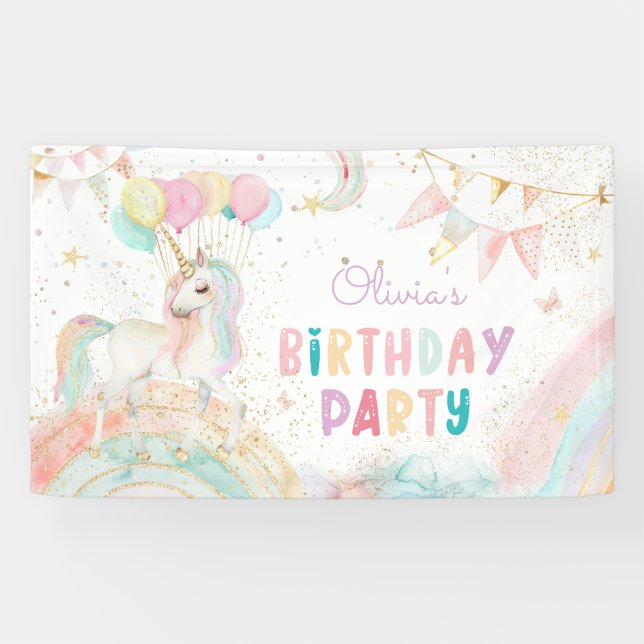 Banderoles Magique Unicorn Rainbow Anniversaire Party (Horizontal)