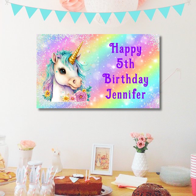 Banderoles Magique Unicorne Joyeux Anniversaire Étincelles (Créateur téléchargé)
