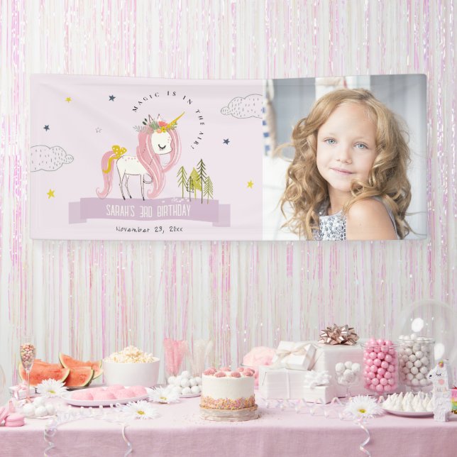 Banderoles Magique Unicorne violet Lilac Enfants Photo Annive (Fête)