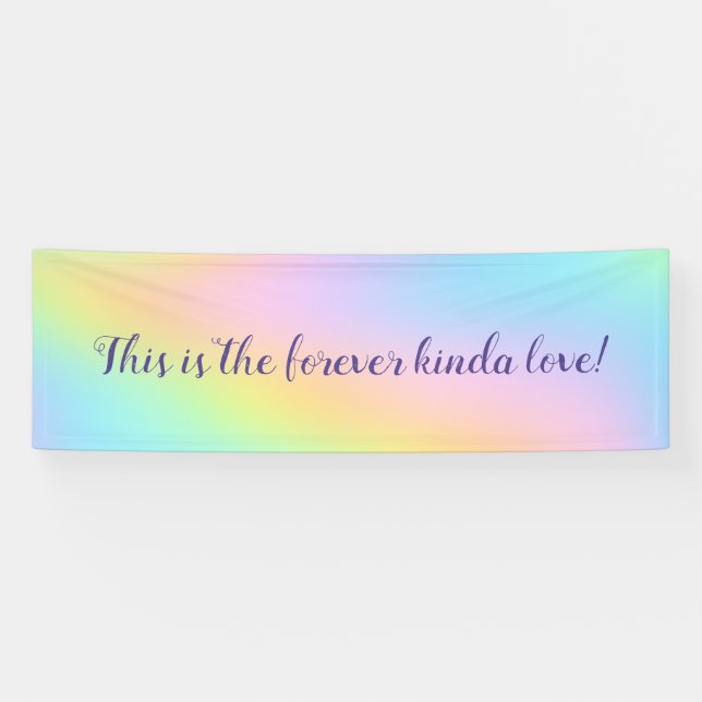 Banderoles Magnificent Pastel Rainbow Wedding Forever Love (Horizontal)