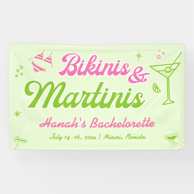 Banderoles Maillots et Martinis Soirée de Bach de bienvenue (Horizontal)