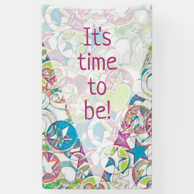 Banderoles Main Tirée Par EDDArt - Étoiles Et Coeurs 1 (Vertical)