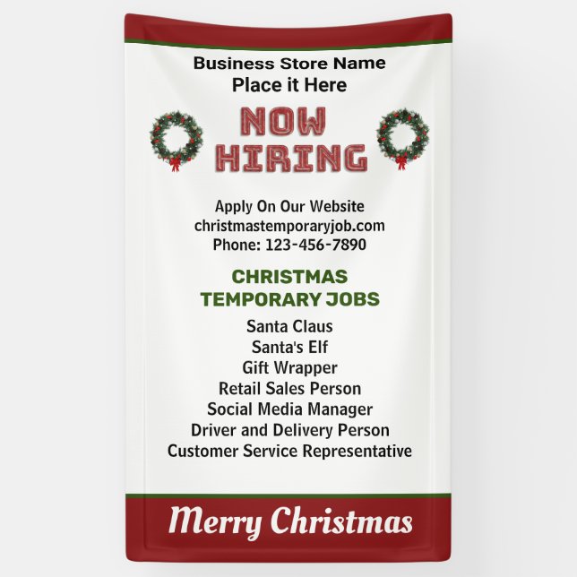Banderoles Maintenant Embaucher Noël Jours fériés Jobs person (Vertical)