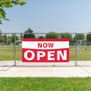 Banderoles Maintenant Open Business Rouge Blanc Grand Panneau