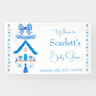 Banderoles Maison bleue personnalisée C'est un Baby shower ga
