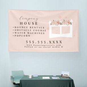 Banderoles Maison de château gonflable blanc Bounce Party Ren