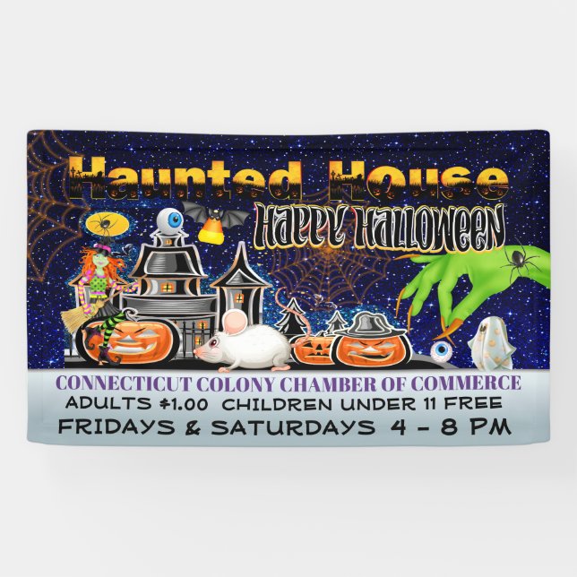 Banderoles Maison hantée d'Halloween (Horizontal)
