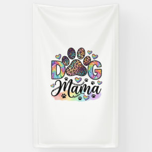 Banderoles Maman Chien Patte Léopard Arc-en-ciel Aquarelle Cœ