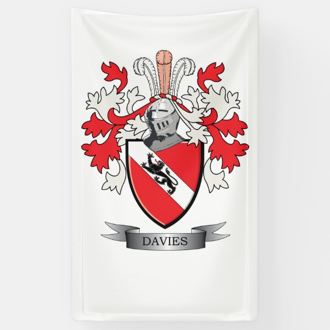 Banderoles Manteau de crête de famille de Davies des bras (Vertical)