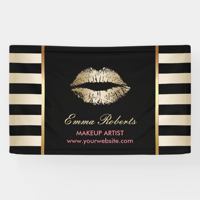 Banderoles Maquillage Artiste Lièvres Or Moderne Noir & Or (Horizontal)