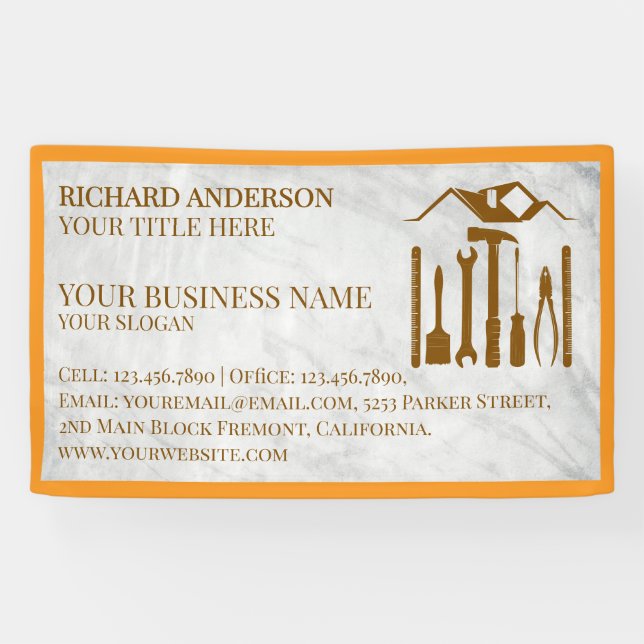 Banderoles Marbre blanc moderne Handyman Auto Réparation méca (Horizontal)